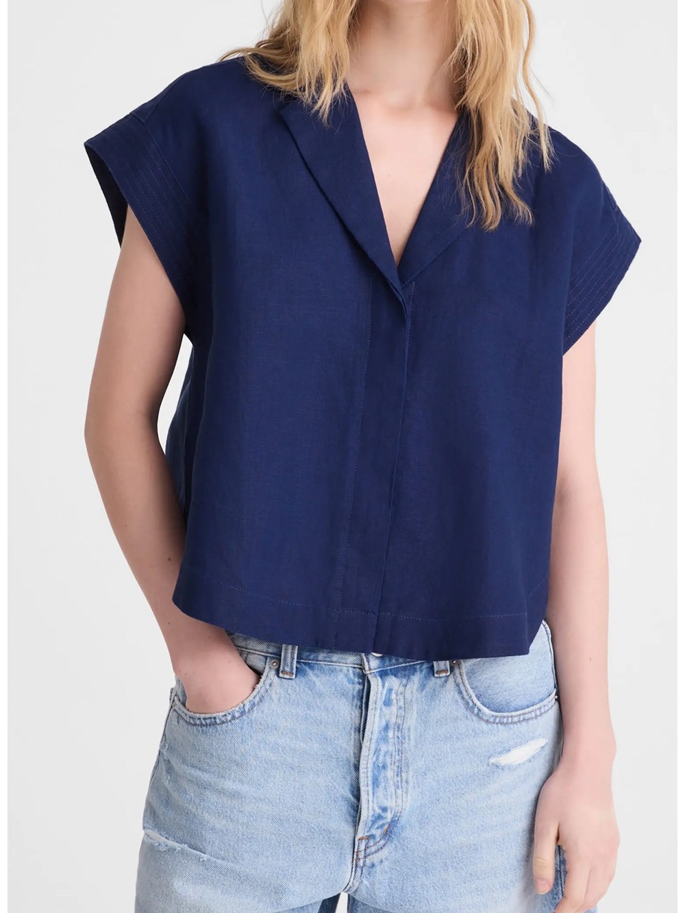 Madewell Navy Short Sleeve Button Down